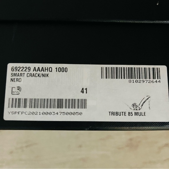 Saint Laurent Tribute Crackle Effect w/Studs Black Leather Stiletto Sandals Sz41 - Picture 16 of 16